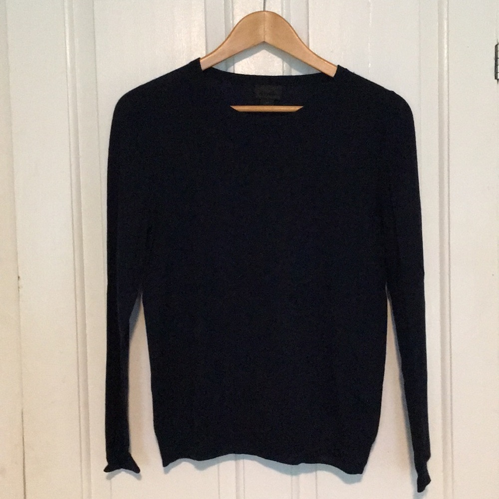 J Crew navy blue Italian cashmere sweater EUC
